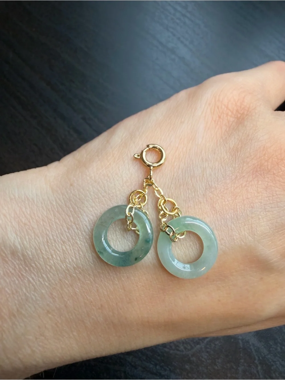 Handcrafted Natural Type A Burmese Icy Green Jadeite Donut Pendant&Dangle Charm
